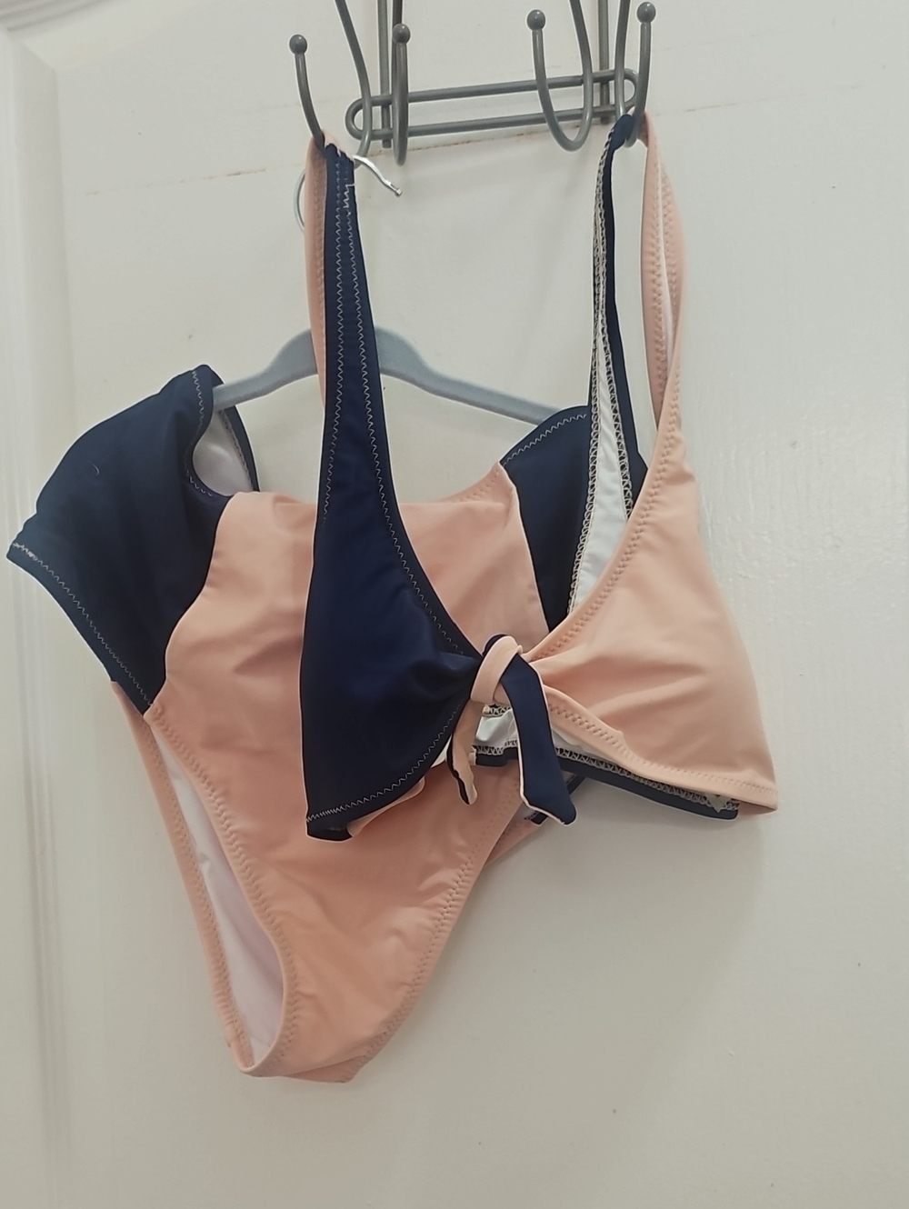 Reversible Navy and Blush Pink Two Piece Swimsuit